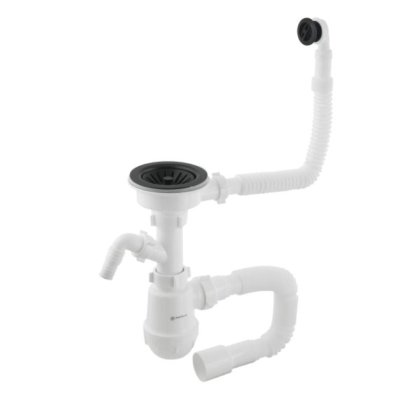 Сифон для кухні PLM 3 1/2'x40 з різьбовим випуском 40x40/50 і гнучк.переливом PM 40 SF 20 24 ЕВ