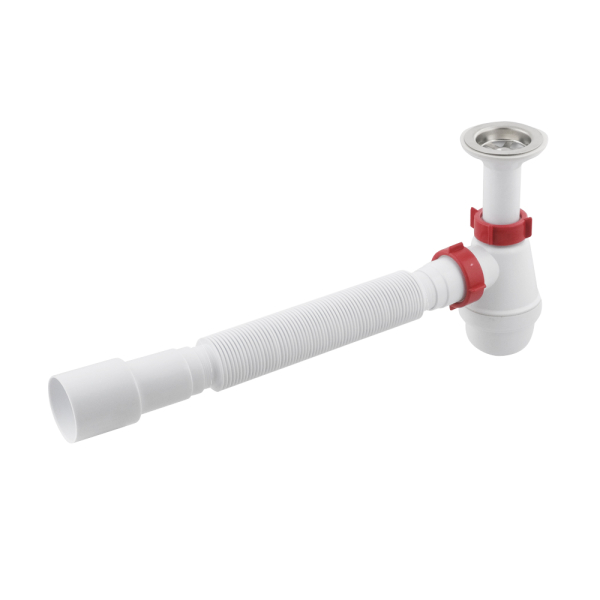 Сифон для умивальника PLM 1 1/4'x40 з литим випуском з гофротрубою 40x40/50 мм